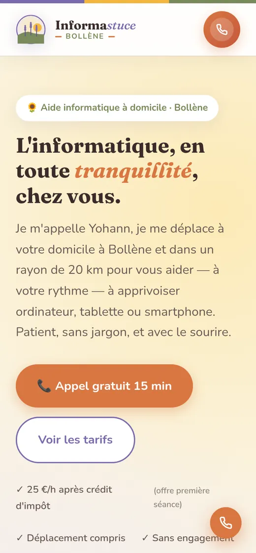 Site d'Informastuce sur téléphone