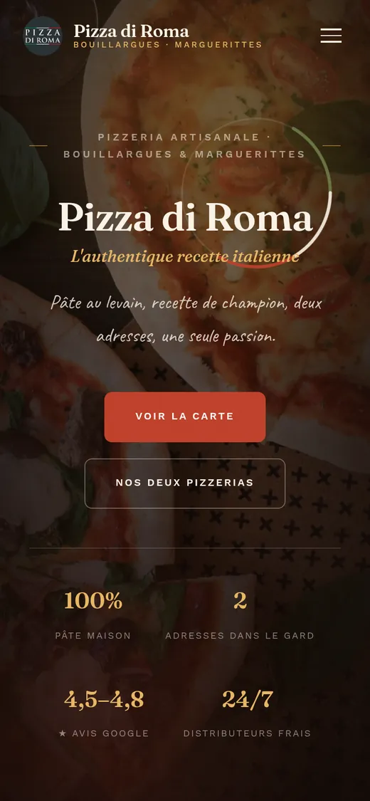 Site Pizza di Roma sur téléphone
